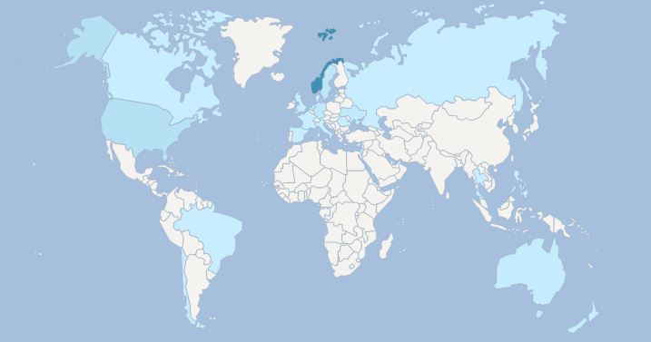 1 januar 2016 - besøkende fra 21 land så langt i dag