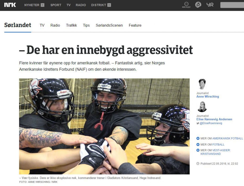 Faksimile NRK Sørlandet kvinnefotball Glads